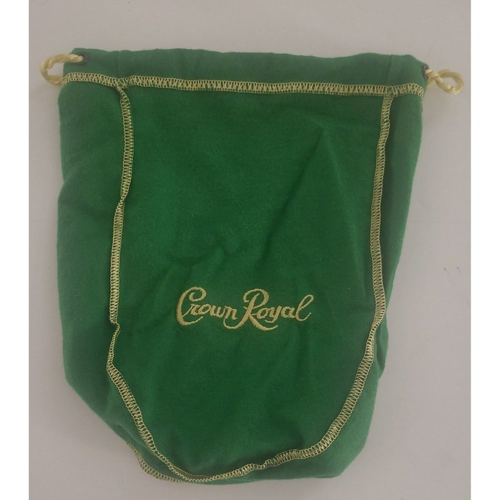 Crown Royal Embroidered Green Felt Bottle Drawstring Bag Pouch